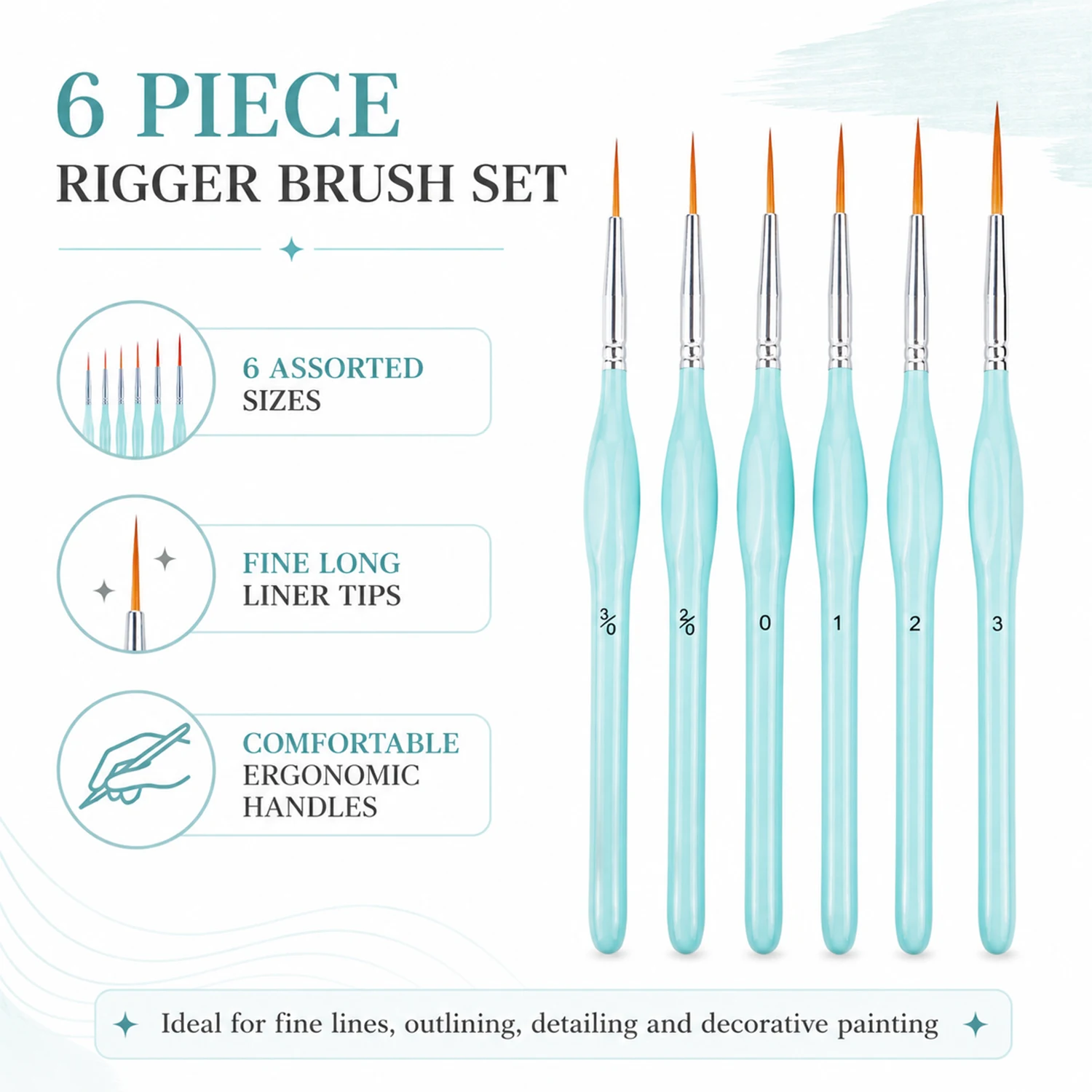 Detailing Brush Set - Set di 6 Pennelli per Pittura,